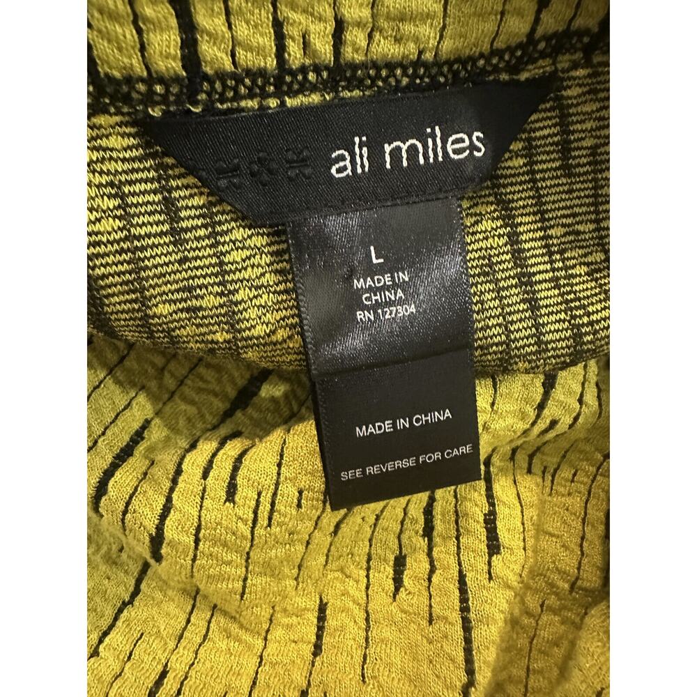 Ali Miles Crinkle Textured Stretch Zippered Pocket Top Large Abstract Artsy - Picture 6 of 10